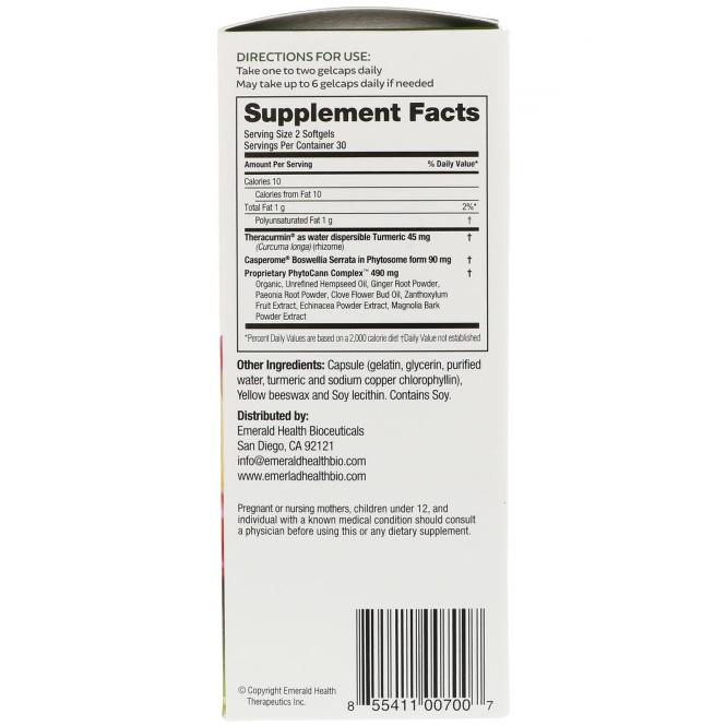 Emerald Health Bioceuticals, Inc, EndoInflame, 60 гелевых капсул