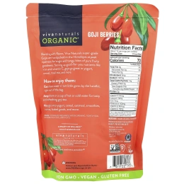Viva Naturals, Органические собранные вручную ягоды годжи, 454 г (1 фунт)