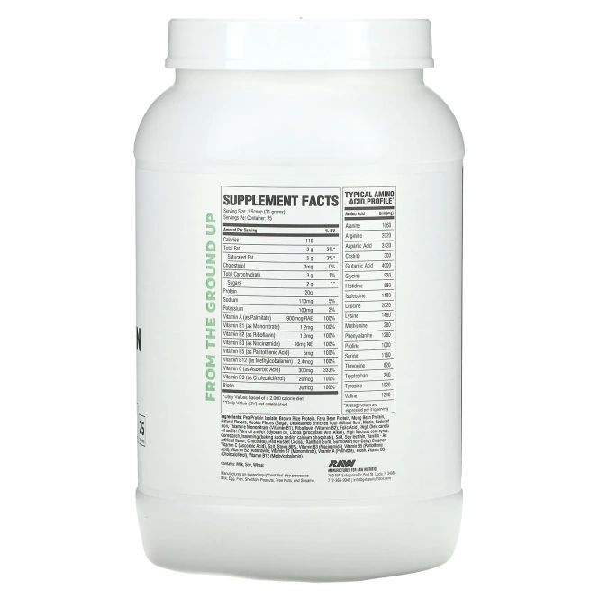 Raw Nutrition, веганский протеин, печенье и сливки, 775 г (1,7 фунта)