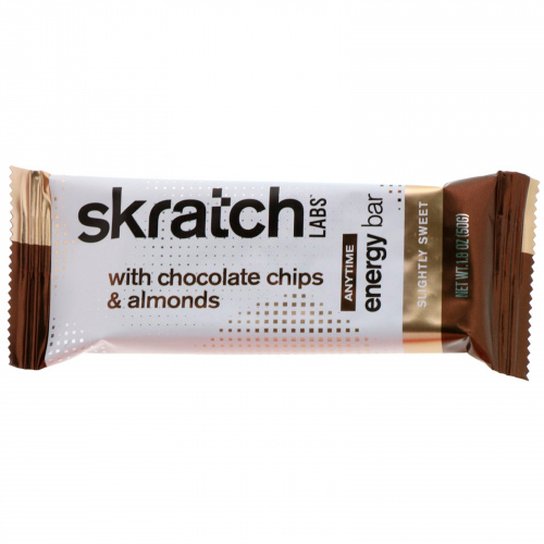 SKRATCH LABS, Anytime Energy Bar, Chocolate Chips & Almonds, 12 Bars, 1.80 oz (50 g) Each