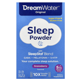 Dream Water, Оригинальный порошок для сна со смесью SleepStat ™, ягоды для сна, 10 пакетиков по 3 г (0,1 унции)