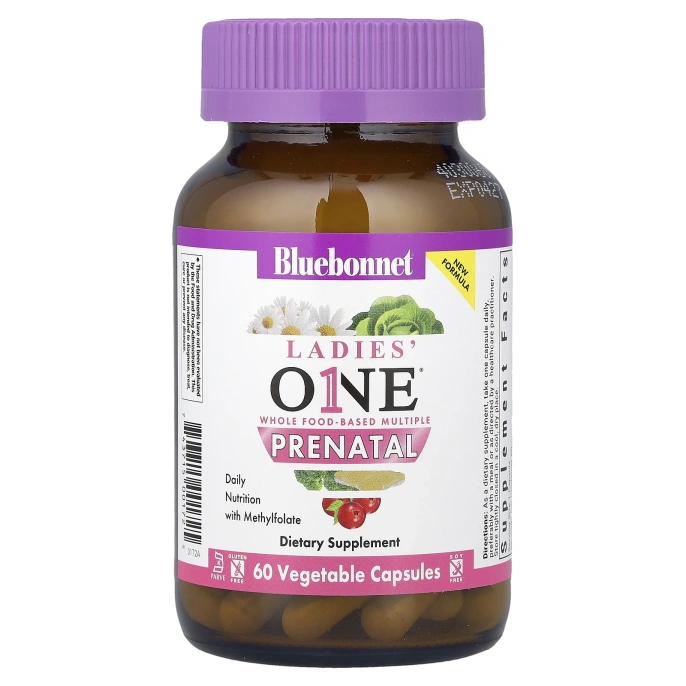 Bluebonnet Nutrition, Ladies' One®, пренатальный комплекс, 60 растительных капсул