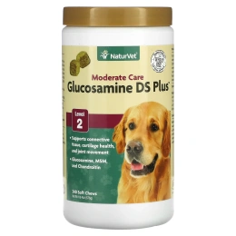 NaturVet, Glucosamine DS Plus, умеренный уход за суставами, с хондроитином и МСМ, для собак и кошек, уровень 2, 240 мягких жевательных таблеток, 576 г (1 фунт 4 унции)