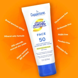 Coppertone, Sport Mineral, солнцезащитный лосьон, SPF 50, без масла, 74 мл (2,5 жидк. Унции)