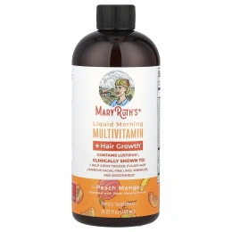 MaryRuth's, Liquid Morning Multivitamin + Hair Growth, персик и манго, 450 мл (15,22 жидк. унц.)