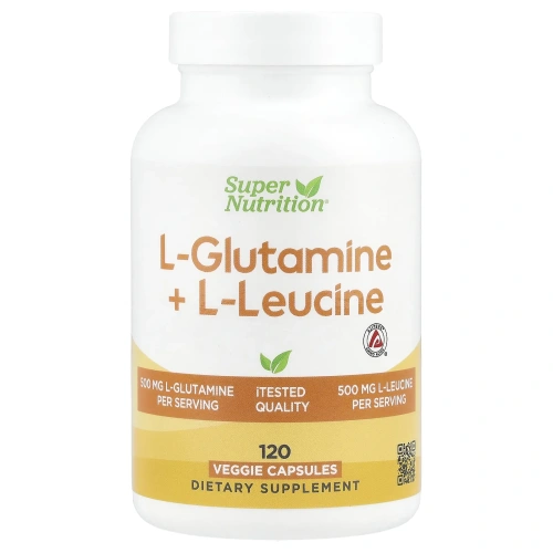 Super Nutrition, L-глютамин + L-лейцин, 120 растительных капсул