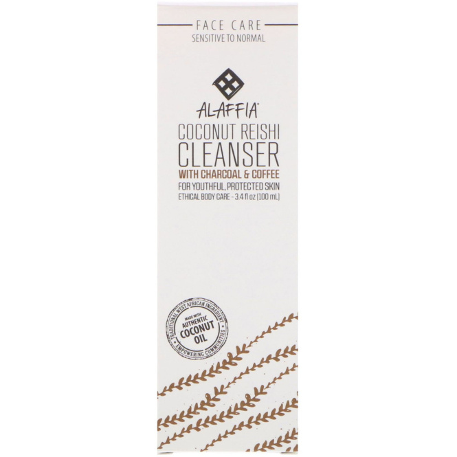 Alaffia, Coconut Reishi, Cleanser with Charcoal & Coffee, 3.4 fl oz (100 ml)