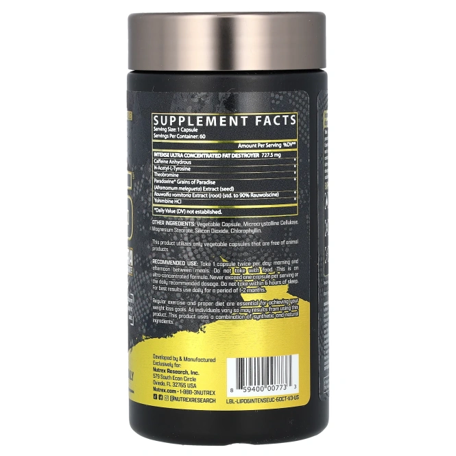 Nutrex Research, LIPO-6 Black Intense, ультраконцентрат, 60 черных капсул