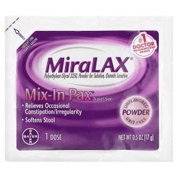 MiraLAX, Mix-In Pack, без зернистости, без добавок, 20 пакетиков по 17 г (0,5 унции)