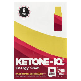 Ketone-IQ, Energy Shot, малиновый лимонад, без кофеина, 6 флаконов по 59 мл (2 жидк. унции)