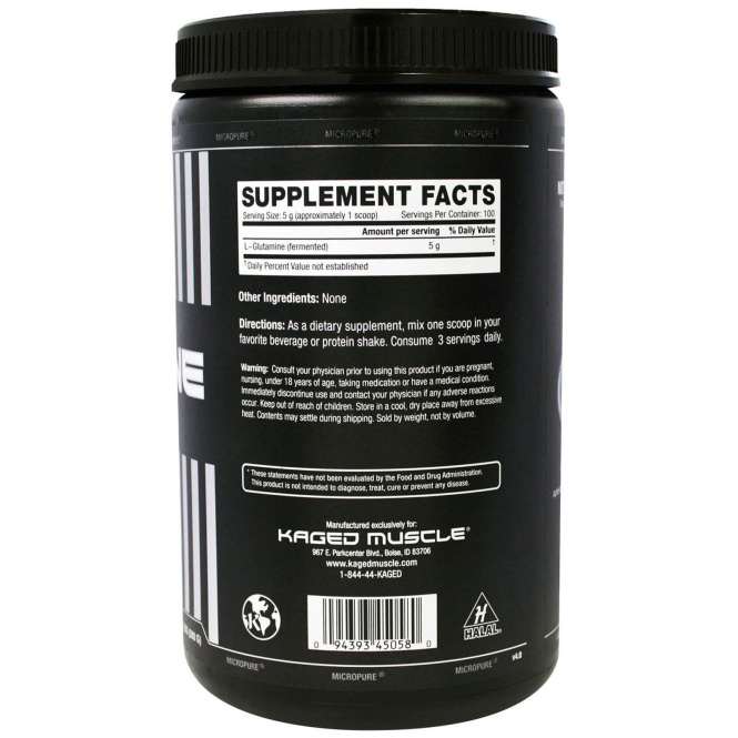 Kaged Muscle, Глутамин, без ароматизаторов, 1,1 фунта (500 г)