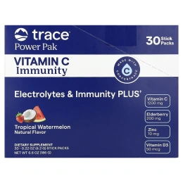 Trace, Power Pak, витамин C для укрепления иммунитета, тропический арбуз, 30 стик-пакетов по 6,2 г (0,22 унции)