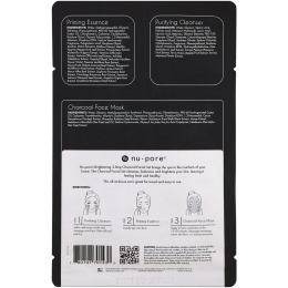 Nu-Pore, Набор для осветляющей 3-этапной маски для лица с углем, 1 упаковка