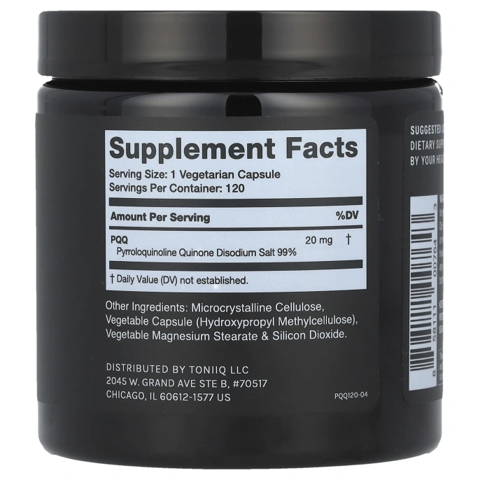 Toniiq, PQQ 20, 120 капсул (20 мг на капсулу)