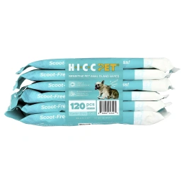 HICC Pet, чувствительные салфетки для анальной железы, для собак и кошек, с кокосом, 6 упаковок по 20 салфеток
