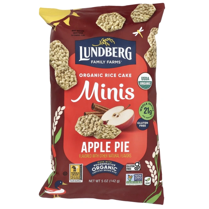 Lundberg, органические рисовые мини-печенья, со вкусом яблочного пирога, 142 г (5 унций)