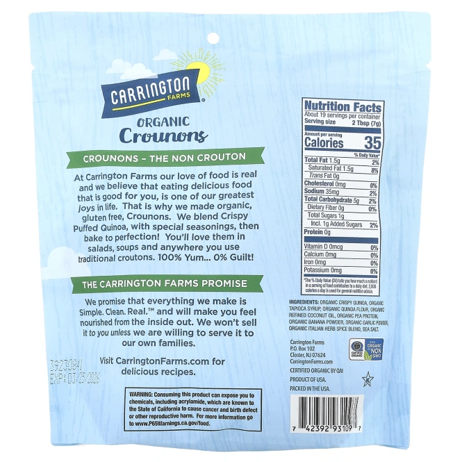 Carrington Farms, Organic Crounons, садовые травы, 134 г (4,75 унции)