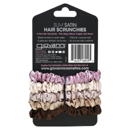 Giovanni, узкие сатиновые резинки для волос, розовый, бежевый, сиреневый, медный, темно-коричневый, 5 шт.