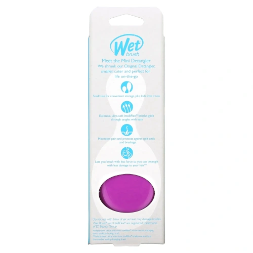 Wet Brush, Мини-расческа для облегчения расчесывания, фиолетовая, 1 расческа