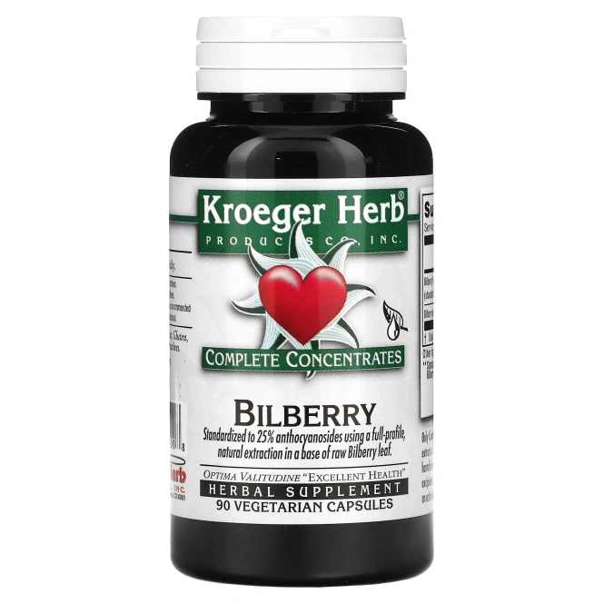 Kroeger Herb Co, Черника, 90 растительных капсул