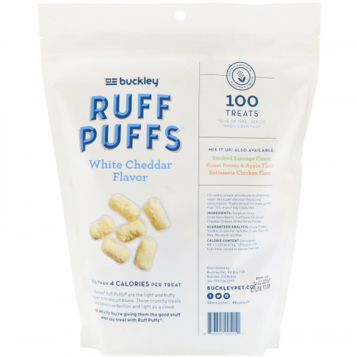 Buckley, Ruff Puffs, White Cheddar Flavor, 4 oz (113 g)