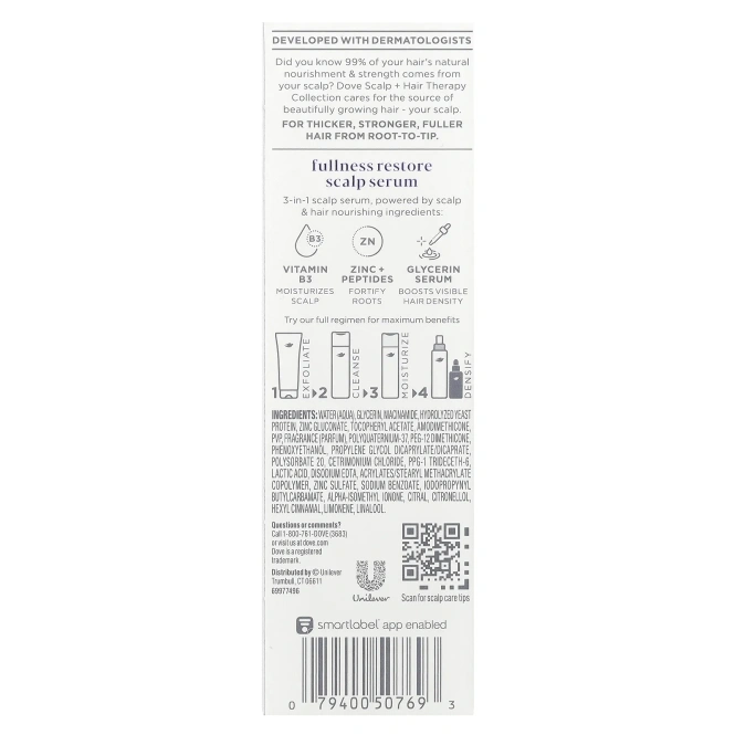 Dove, Scalp + Hair Therapy, сыворотка для восстановления полноты кожи головы, 59 мл (2 жидк. унц.)