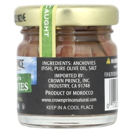 Crown Prince Natural, филе анчоусов, в чистом оливковом масле, 43 г (1,5 унции)