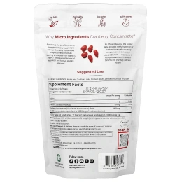 Micro Ingredients, клюквенный концентрат с витамином C, 300 капсул