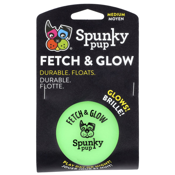 Spunky Pup, Fetch & Glow, шарик, средний, 1 шт.