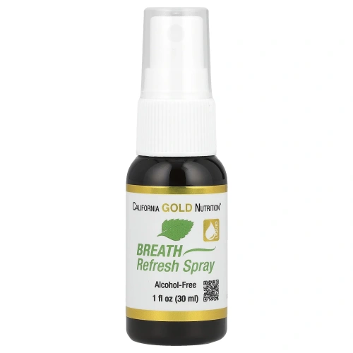 California Gold Nutrition, Спрей для свежести дыхания, натуральная мята, без спирта, 1 жидкая унция (30 мл)