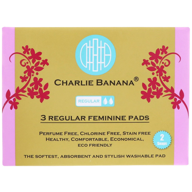 Charlie Banana, Regular Feminine Pads, White, 3 Pads