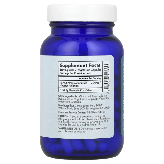 Tru Niagen, никотинамид рибозид хлорид, 120 вегетарианских капсул