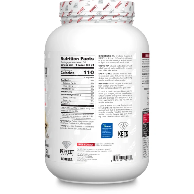 PERFECT Sports, Diet, новозеландский сывороточный изолят, французская ваниль, 908 г (2 фунта)