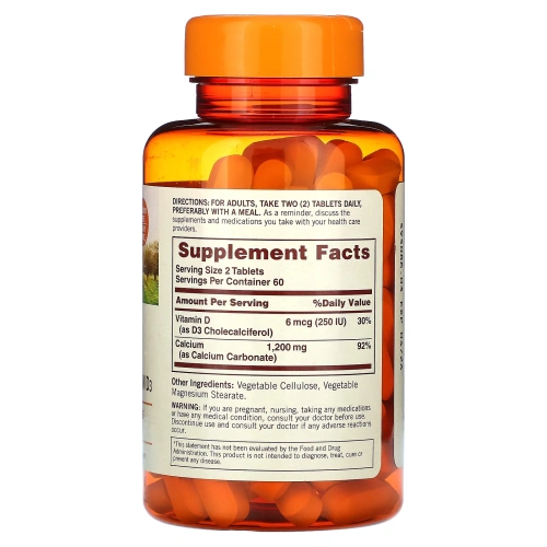 Sundown Naturals, Calcium, Plus Vitamin D3, 600 mg, 120 Coated Tablets