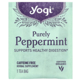 Yogi Tea, Purely Peppermint, без кофеина, 16 чайных пакетиков, 24 г (0,85 унции)