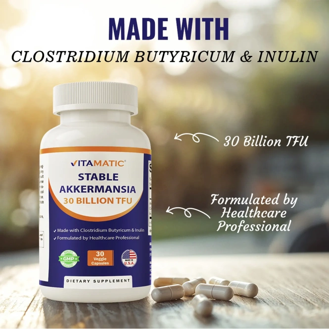 Vitamatic, стабильная аккермансия, 30 растительных капсул