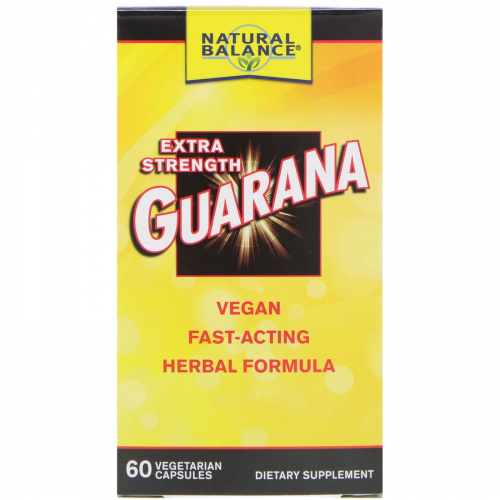 Natural Balance, Гуарана, Guarana Extra Strength, 60 вегетарианских капсул
