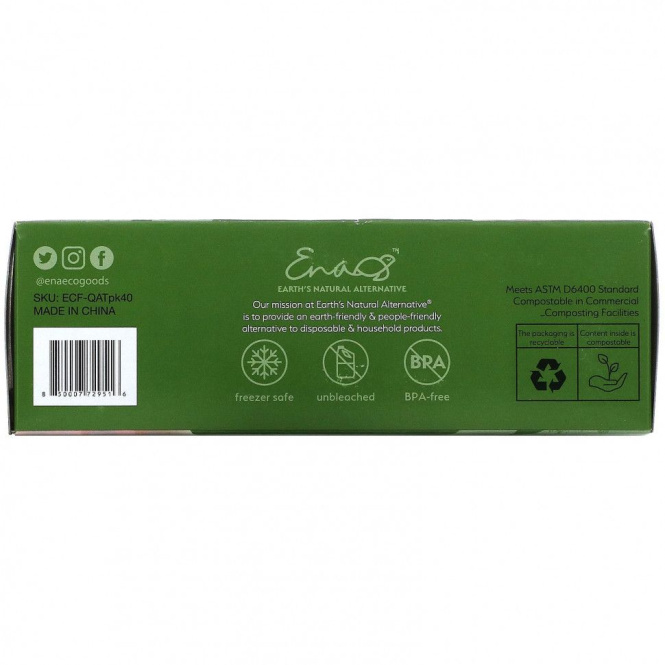 Earth's Natural Alternative, Компостируемые повторно закрывающиеся пакеты, квартовый пакет, 40 штук