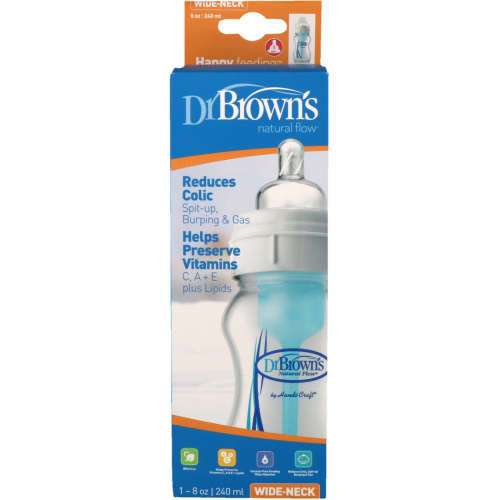 Dr. Brown's, Natural Flow, Wide-Neck, 0 + Months, 1 Bottle, 8 oz (240 ml)