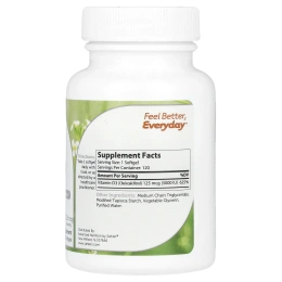 Zahler, Витамин D-3, улучшенная формула D3, 5000 МЕ, 120 мягких таблеток