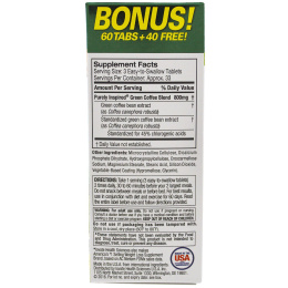 Purely Inspired, Зеленый кофе+, 100 таблеток в растительной оболочке