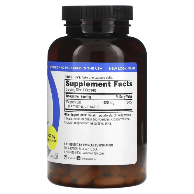 TwinLab, Магний (420 мг) 200 капсул