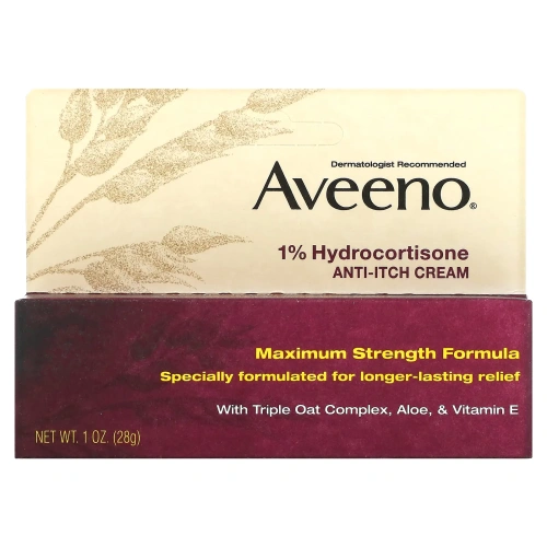 Aveeno, Active Naturals, 1% гидрокортизон, крем анти-зуд , 1 унция (28 г)
