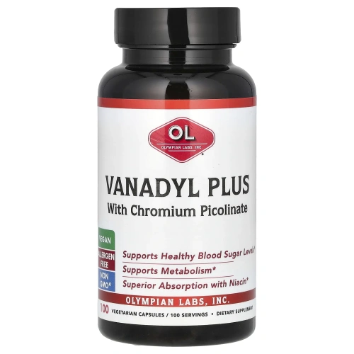 Olympian Labs, Vanadyl Plus с пиколинат хрома, 100 вегетарианских капсул