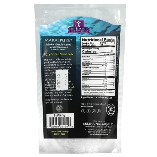 Celtic Sea Salt, Чистая морская соль Makai, важнейшие минералы, 0,5 фунта (227 г)