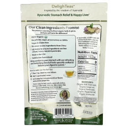 DelighTeas, Ayurvedic Stomach Relief & Happy Liver, травяной чай для выведения токсинов, рассыпчатая смесь, без кофеина, 140 г (5 унций)