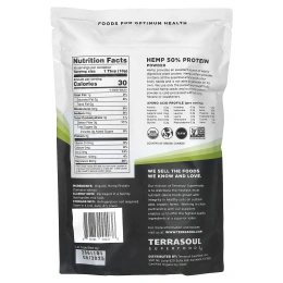 Terrasoul Superfoods, конопляный протеин в порошке, 16 унций (1 фунт)
