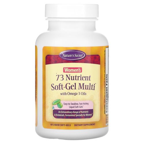 Nature's Secret, 73 Nutrient Soft-Gel Multi для женщин, с маслами омега-3, 60 желатиновых капсул с жидким содержимым