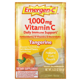 Emergen-C, Витамин C, Ароматизированная шипучка, мандарин, 1000 мг, 30 пакетиков по 9,4 г каждый