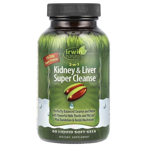 Irwin Naturals, Супер Очищение почек и печени 60 софтгелей